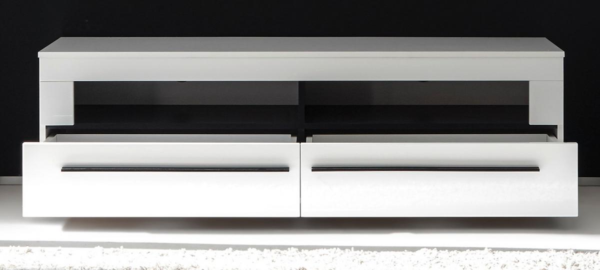 TV-LOWBOARD weiß Hochglanz 180 cm, TV Unterschrank mit Soft-Close - Weiß Hochglanz/Schwarz, Holzwerkstoff/Kunststoff (180/47/42cm) - Furn.Design