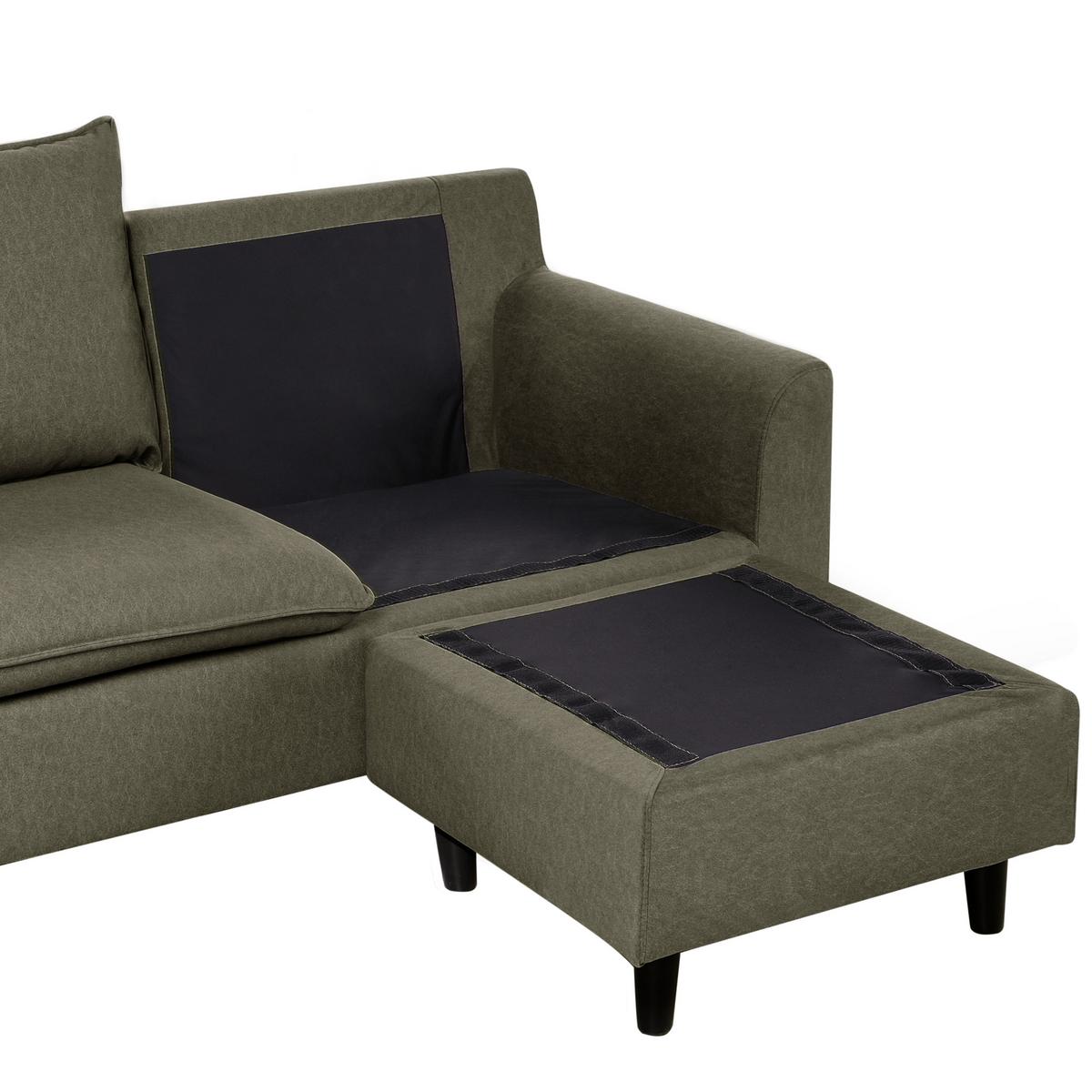 ECKSOFA 3-Sitzer Samtstoff Dunkelgrün linksseitig Elvenes - Braun/Grün, Textil (206/140cm) - Beliani