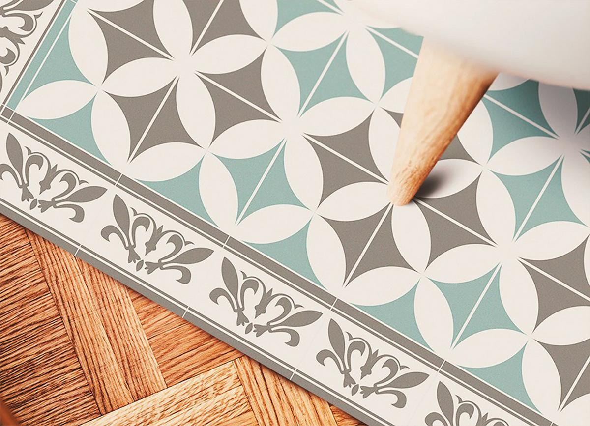VINYL TEPPICH 60x90 cm Portugiesische Fliesen - Weiß, Kunststoff (60/90cm) - TULUP