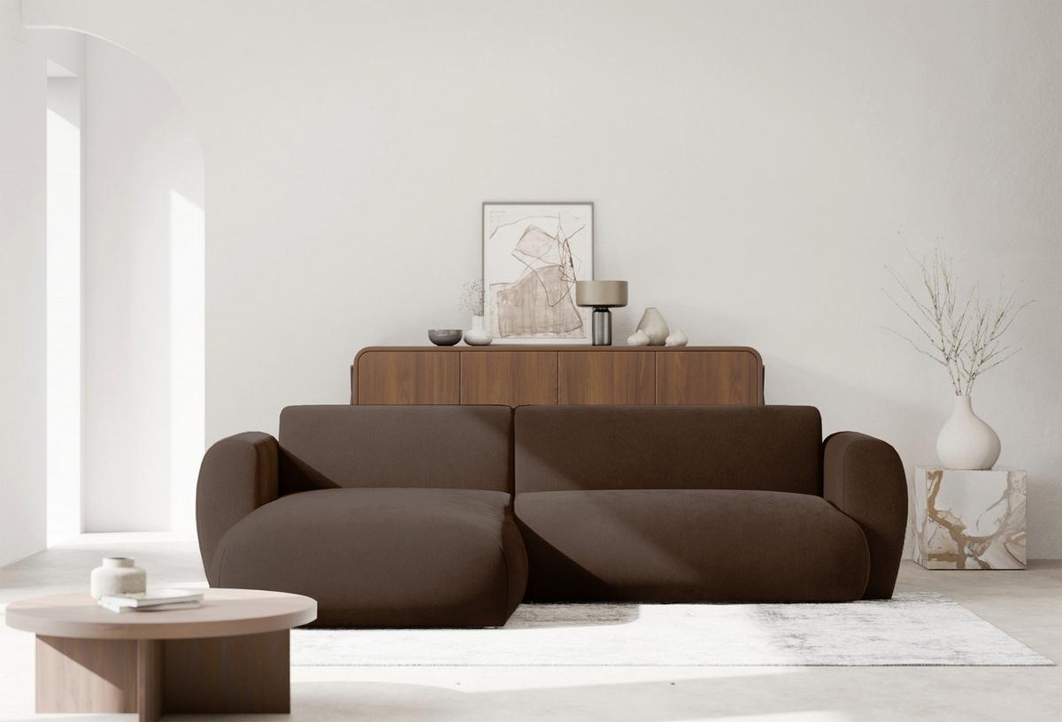ECKSOFA Emia Braun links - Schwarz/Braun, Kunststoff/Textil (262/156cm) - Selsey