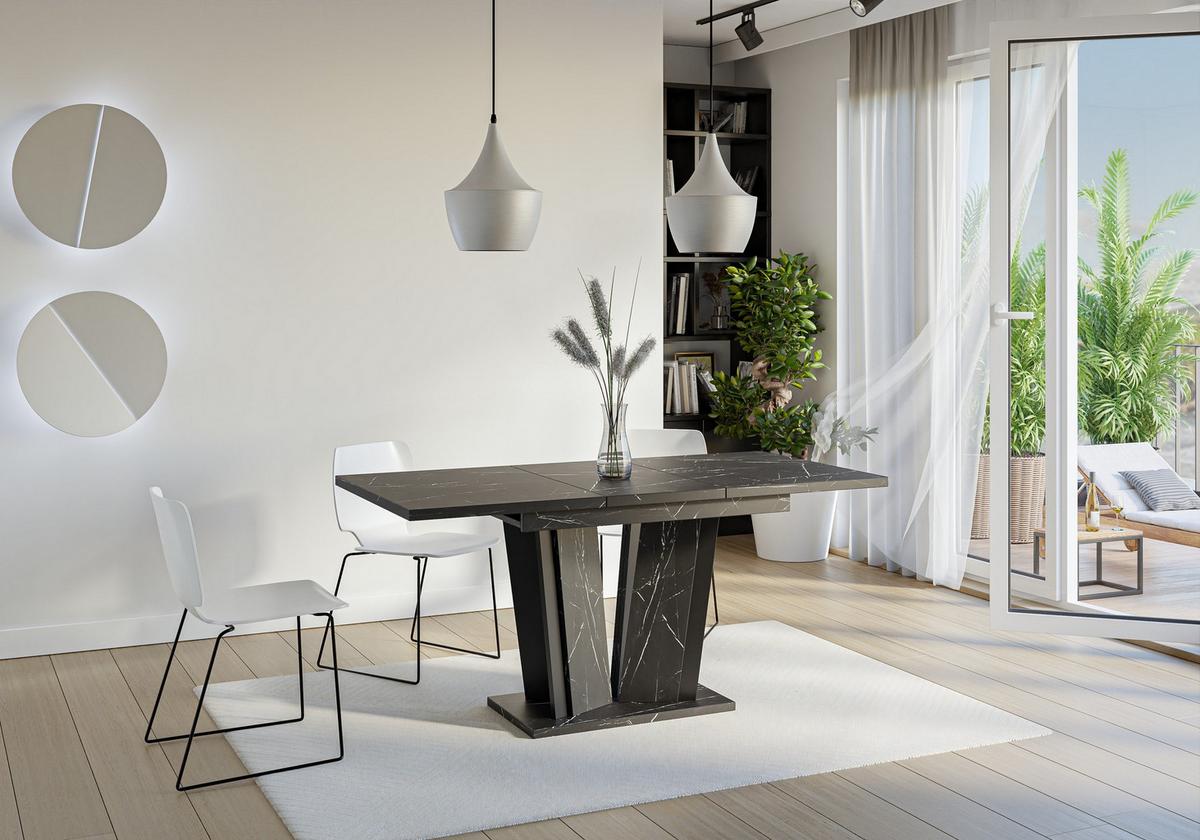 ESSTISCH SAMAR Ausziehbar 120 - 160 / 80 x 76 cm - Hellgrau/Schwarz, Holz (120/80/76cm) - MASSENO