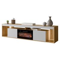 TV-LOWBOARD Fiore EF 2D mit Kamin - Eichefarben/Schwarz, Holzwerkstoff/Kunststoff (200/48/39cm) - MIRJAN24