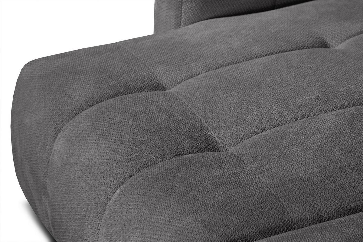 ECKSOFA KIMI 3-Sitzer, ausziehbarer Sitz, verstellbare Kopfstützen, dunkelgrau - Anthrazit/Schwarz, Holzwerkstoff/Textil (270/160cm) - Wozimo