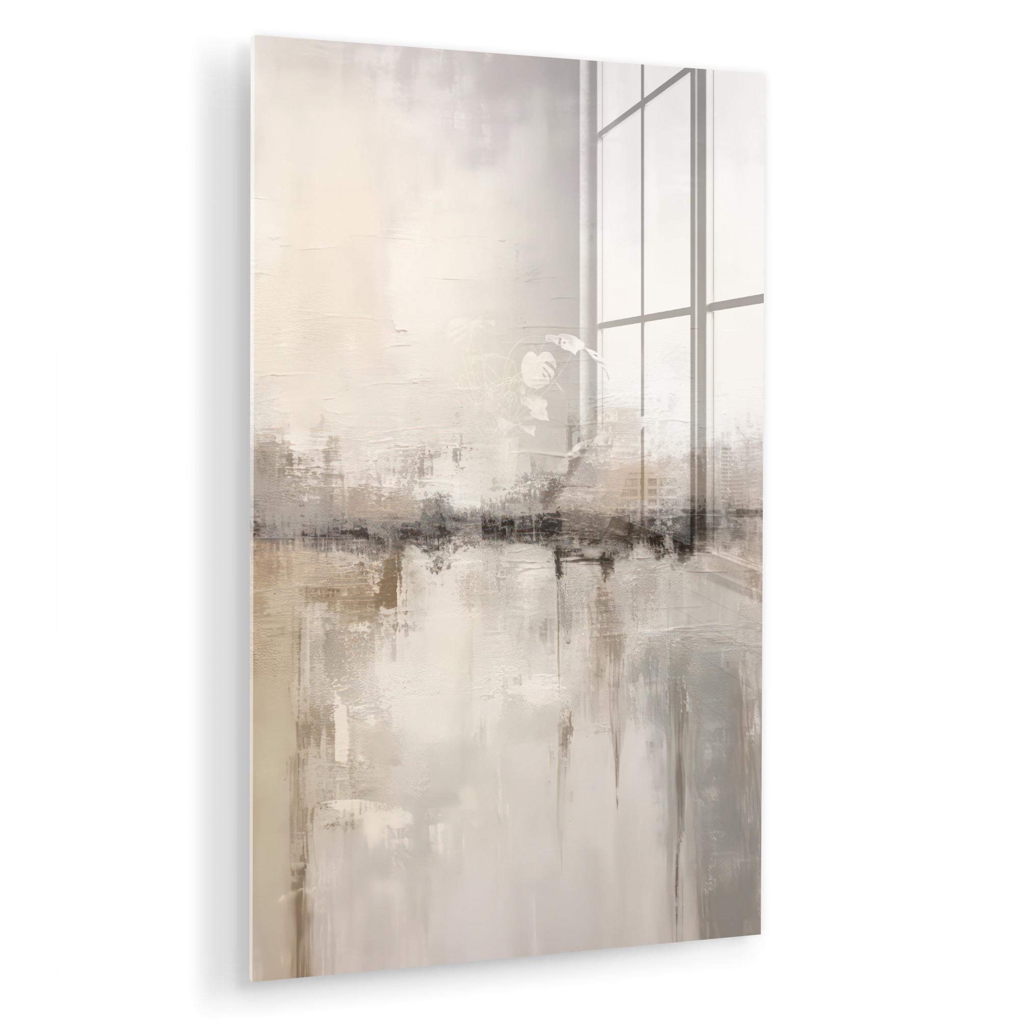 ACRYLGLASBILD Moderne Kunst - Abstrakt - Beige Wandbild 60x90 cm - Beige, Glas (60/90cm) - MuchoWow