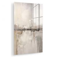 ACRYLGLASBILD Moderne Kunst - Abstrakt - Beige 80x120 cm - Beige, Glas (80/120cm) - MuchoWow