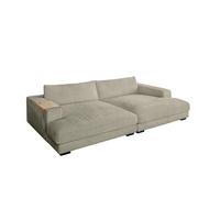 BIG SOFA XL MIT TABLETT MADELINE Steingrau Cord - Greige/Schwarz, Kunststoff/Textil (290/85/190cm) - KAWOLA