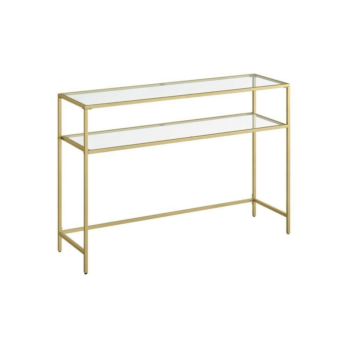 METALLKONSOLE mit 2 Regalen aus gehärtetem Glas 30/90/80 cm - Goldfarben, Metall (31/30/80cm) - Calicosy
