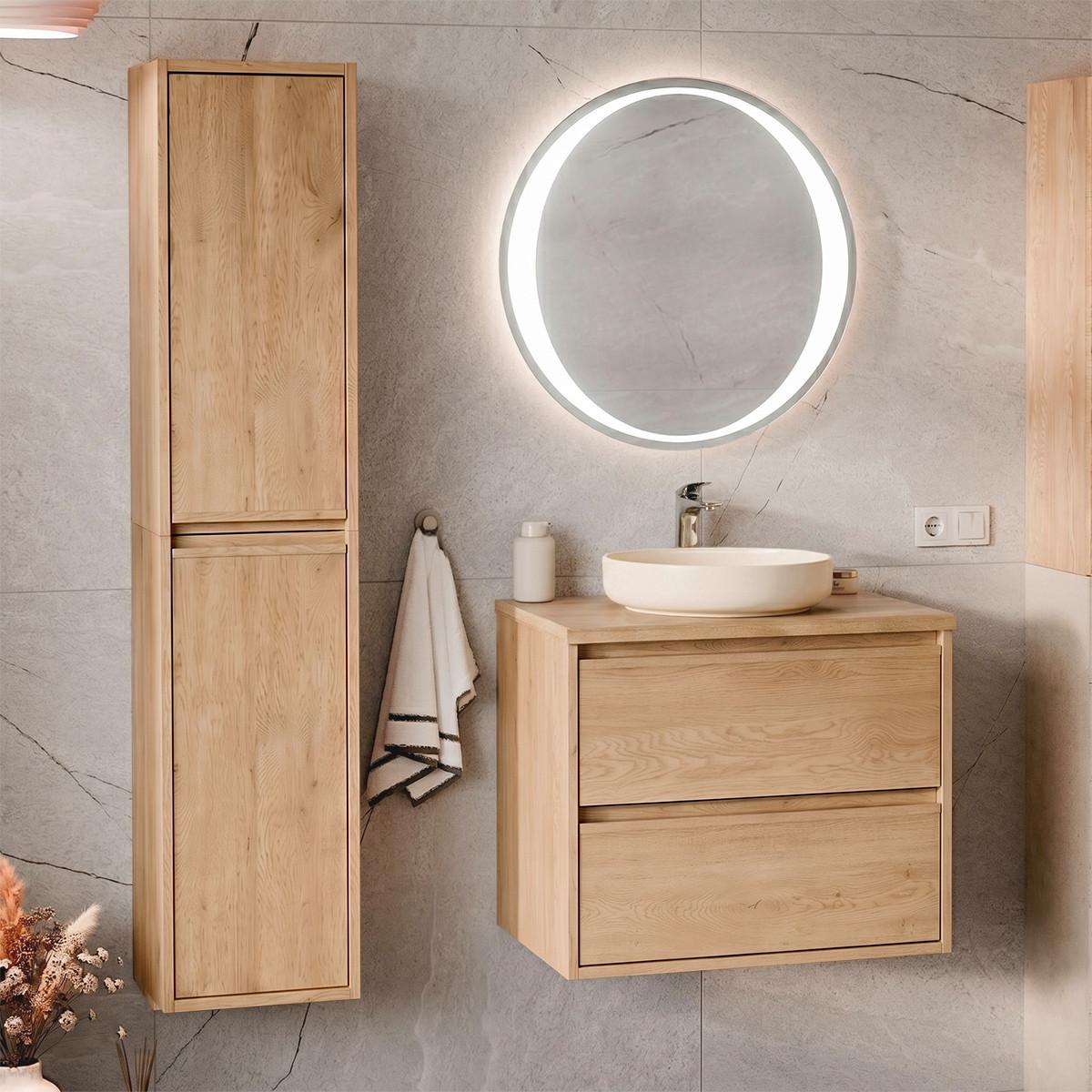 BADMÖBEL 60cm Edmé 2er-Set Holz - Braun, Holzwerkstoff (60/52.2/46cm) - Petits-meubles