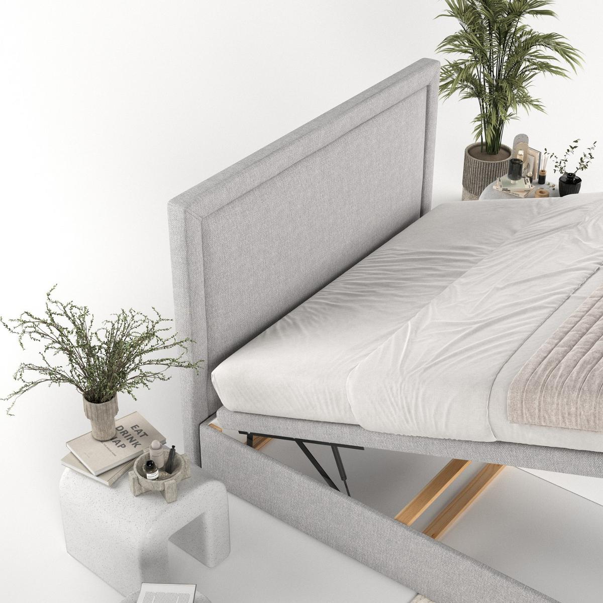 POLSTERBETT Salma mit Stauraum 160/200 cm Grau im Megan Stoff - Schwarz/Grau, Holz/Holzwerkstoff (160/200cm) - AltaBeds