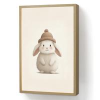 WANDLEUCHTE MIT AKKU Kaninchen - Hut - Ohren - Beige 40x60 cm - Creme, Holzwerkstoff (40/60/8cm) - OnlyWow