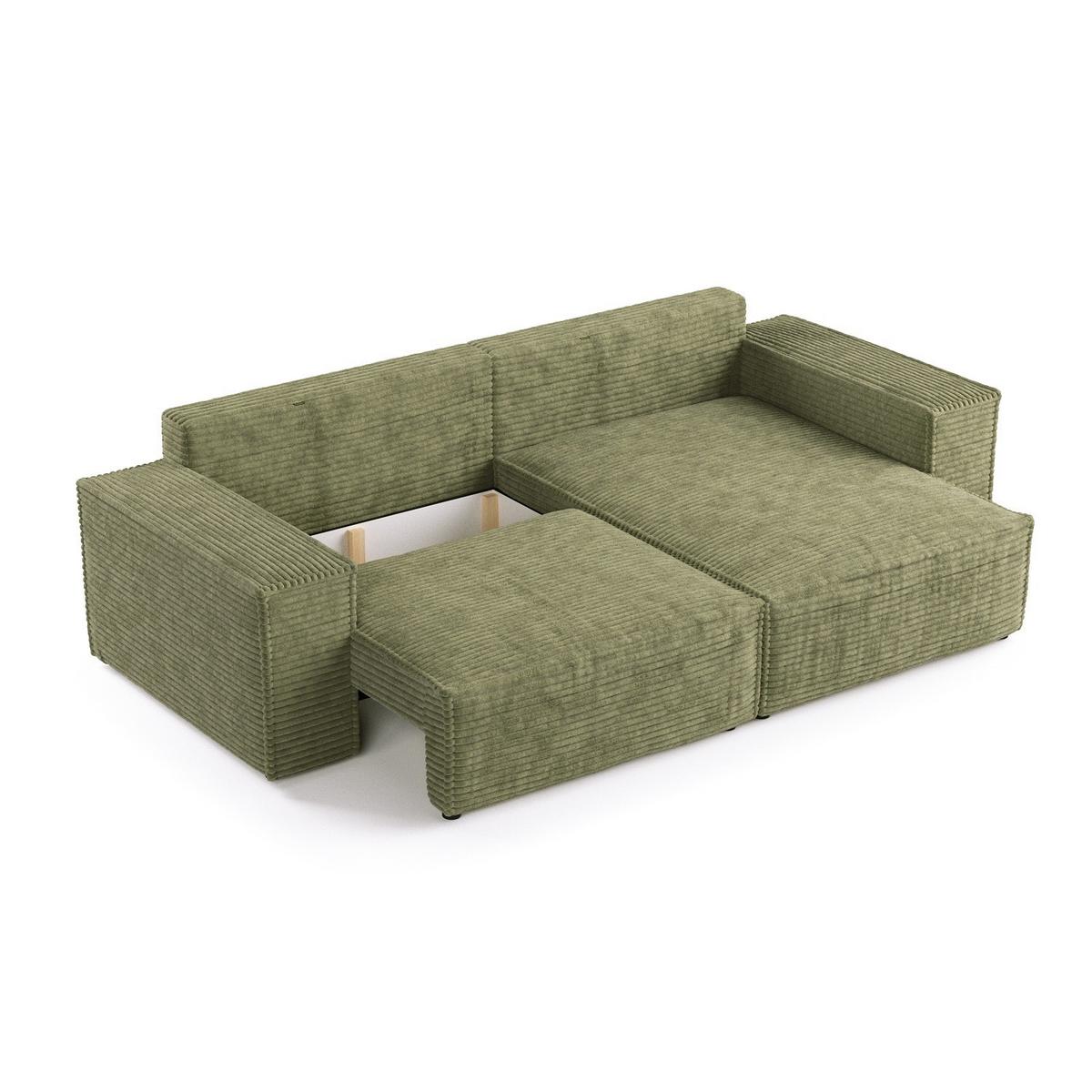 ECKSOFA CAVO mit Schlaffunktion Grün im Tilia Stoff - Schwarz/Grün, Holz/Holzwerkstoff (255/148cm) - AltaBeds