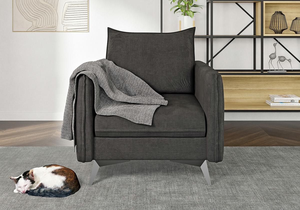 SESSEL Pulse Graphit Luxusmicrofaser - Graphitfarben/Schwarz, Holz/Textil (74/86/31cm) - S-Style Möbel