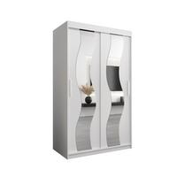 SCHWEBETÜRENSCHRANK 200/120/62 2-türig - Silberfarben/Weiß, Holz/Kunststoff (120/200/62cm) - MÖBEL KRYSPOL