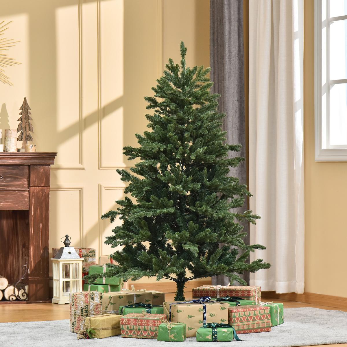 KÜNSTLICHER Weihnachtsbaum Tannenbaum zusammenklappbar und abnehmbar Grün - Grün, Kunststoff (150cm) - HOMCOM