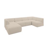 WOHNLANDSCHAFT Ottomane Links MOVO-L 345x180x78 cm Dunkelbegie Bouclé - Cappuccino, Holzwerkstoff/Kunststoff (345/78/180cm) - ALTDECOR