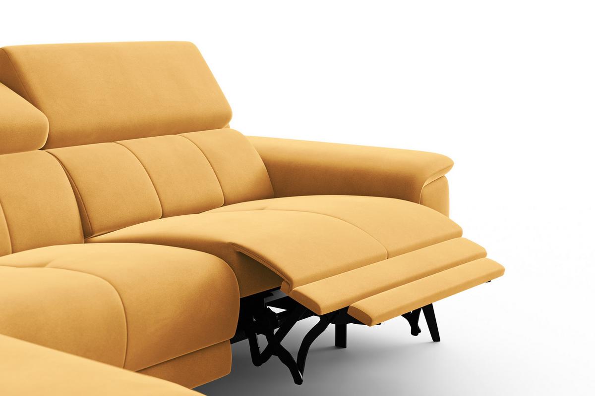 ECKSOFA FIERO 4-Sitzer LINKS, Gelber Veloursstoff - Gelb/Schwarz, Holz/Textil (288/170cm) - Courtois Laville