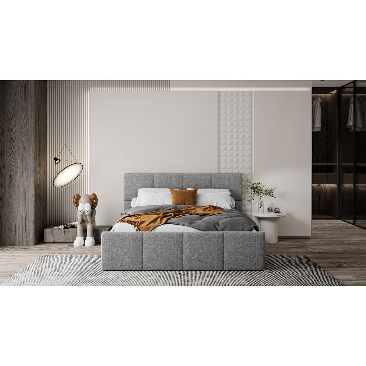 POLSTERBETT AVA 160x200 cm Inari 91, 34 Holzlatten, Kopfteil 91 cm - Grau, Textil (160/200cm) - Lookway