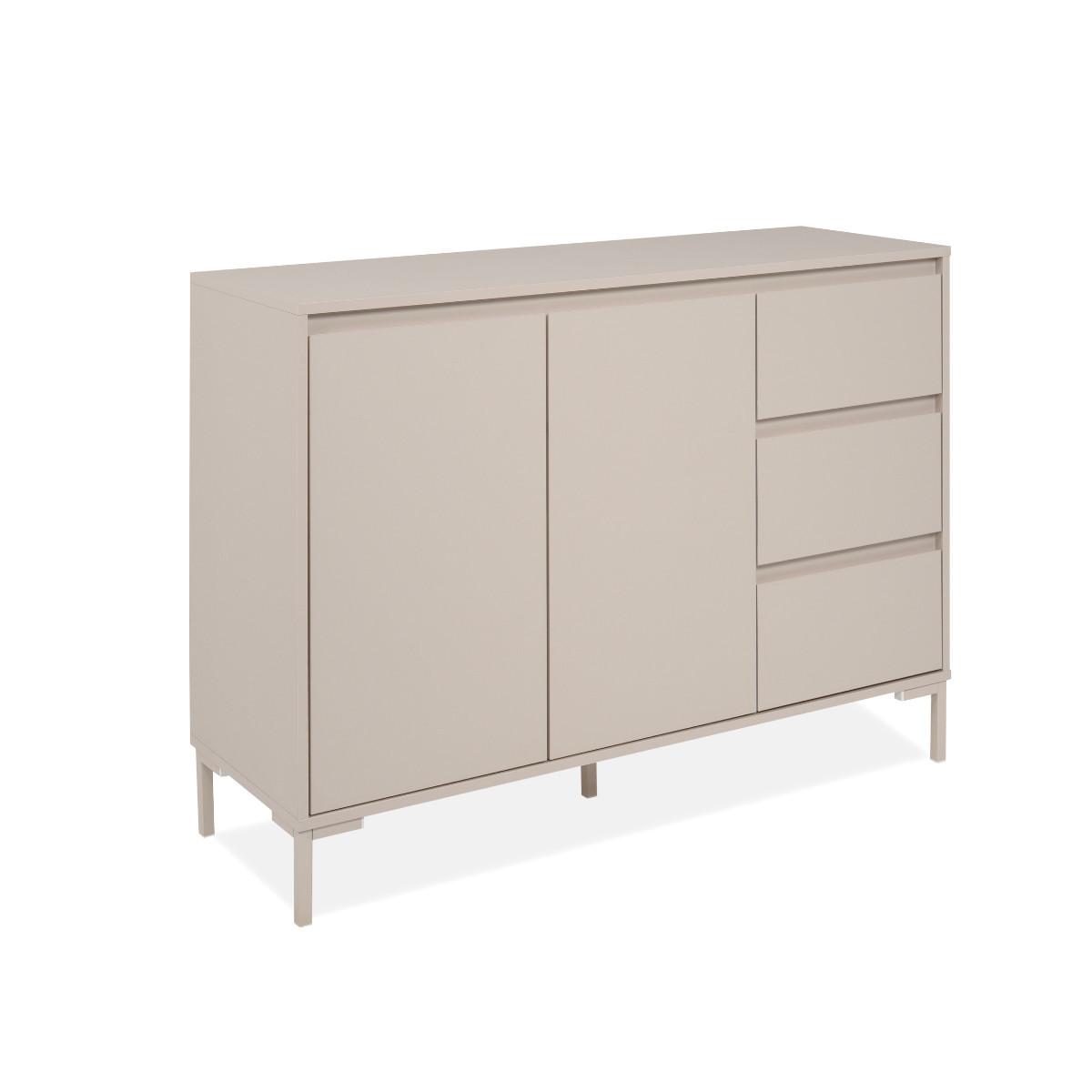 SIDEBOARD 2 Türen und 3 Schubladen, kaschmirfarben 40/87/120 cm - Beige, Holzwerkstoff (40/87/48cm) - Calicosy