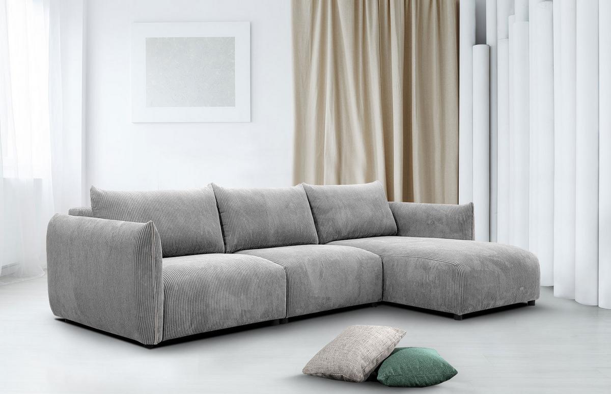 ECKSOFA TAUER 5-Sitzer, hellgrau - Hellgrau/Schwarz, Holzwerkstoff/Kunststoff (294/173cm) - Wozimo