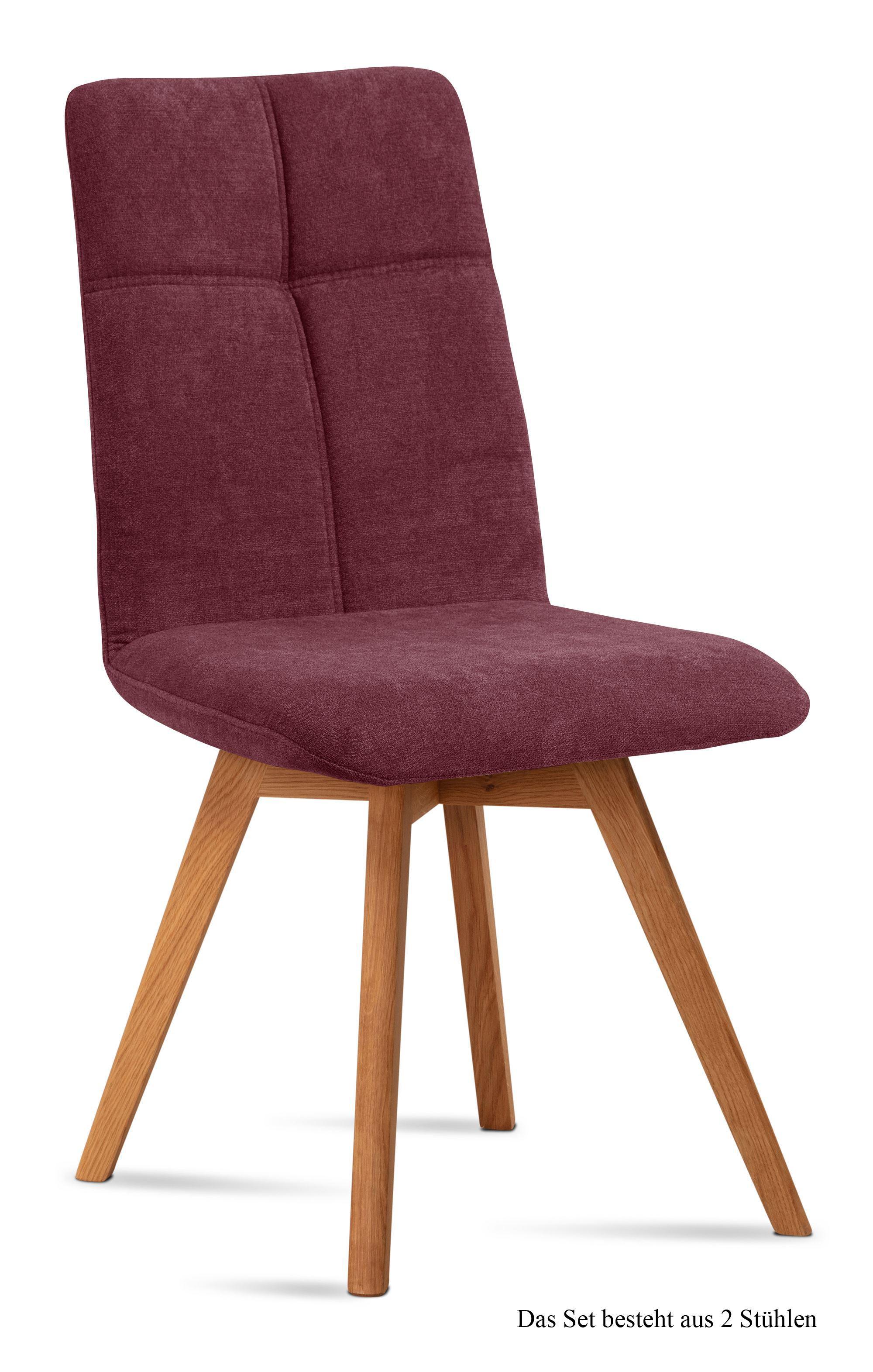 ESSZIMMERSTUHL (2er-Set) Dimut 47x92x60 Eiche geölt/Marsala - Eichefarben/Brombeere, Kunststoff (60/92/47cm) - 58aufmkessel
