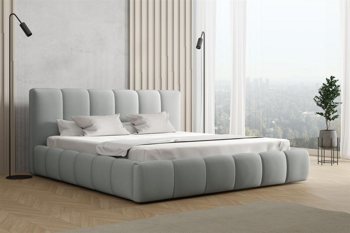 POLSTERBETT Giulia Magic Velvet - Hellgrau, Holzwerkstoff/Textil (200/200cm) - Fun Möbel