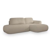 ECKSOFA NUVIRA R-S Beige Boucle-Stoff mit Schlaffunktion - Beige, Holz (279/158cm) - MASSENO