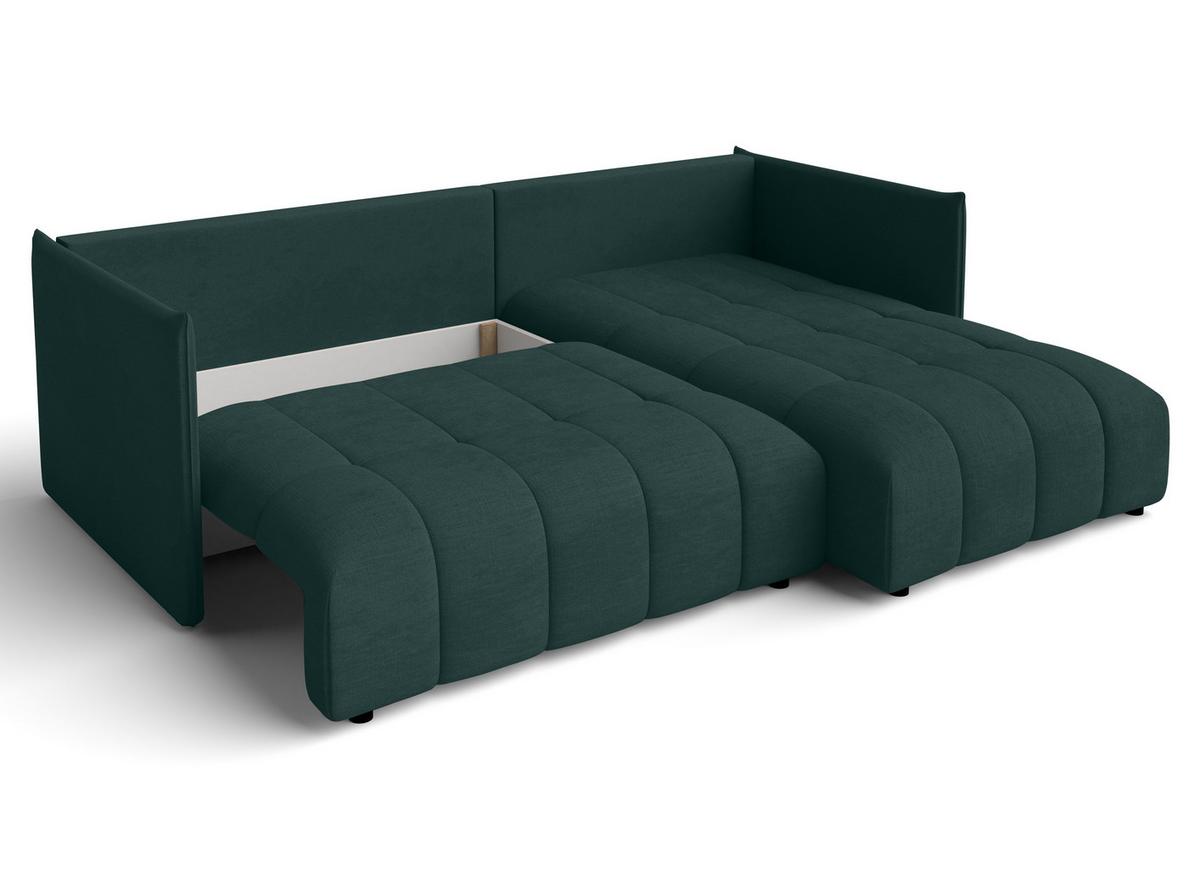 ECKSOFA L Form Cosmova Grün 248/180/83 cm mit Schlaffunktion - Schwarz/Grün, Kunststoff/Textil (248/180cm) - AX Living