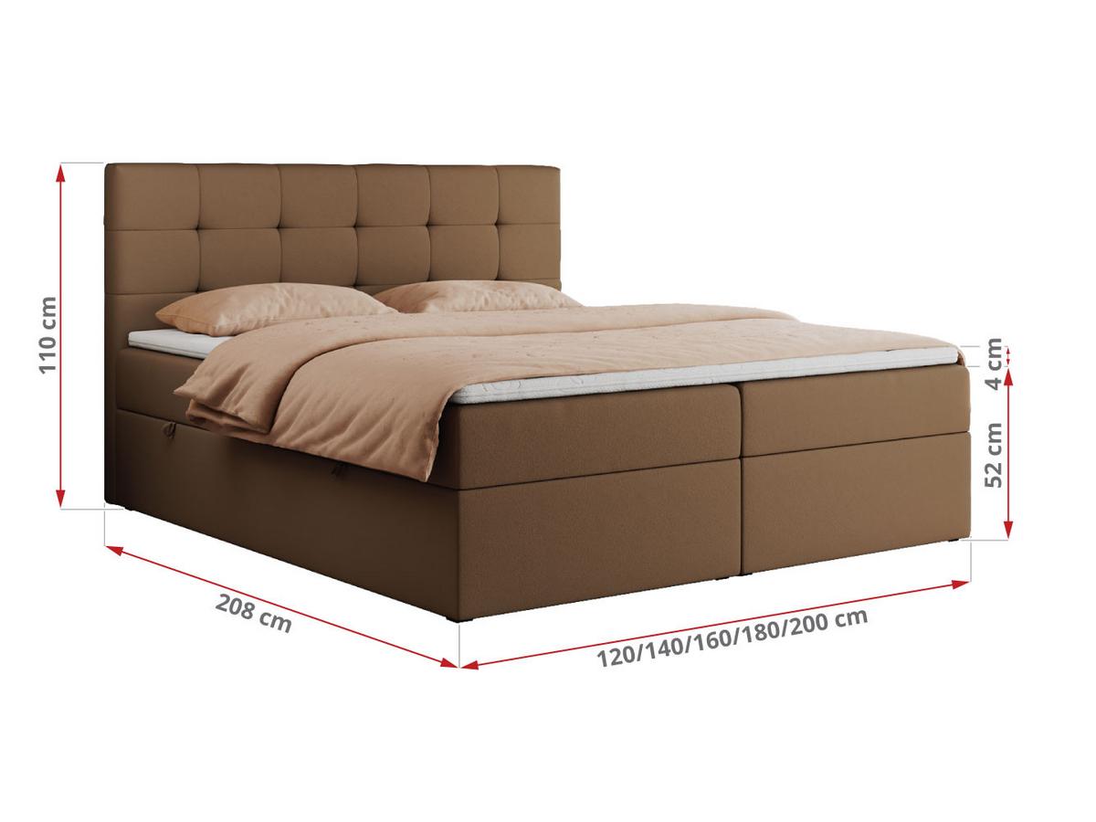 BOXBETT CENTO 200/200 Braun Kunstleder - H4 - Braun, Holz/Textil (200/200cm) - MKS