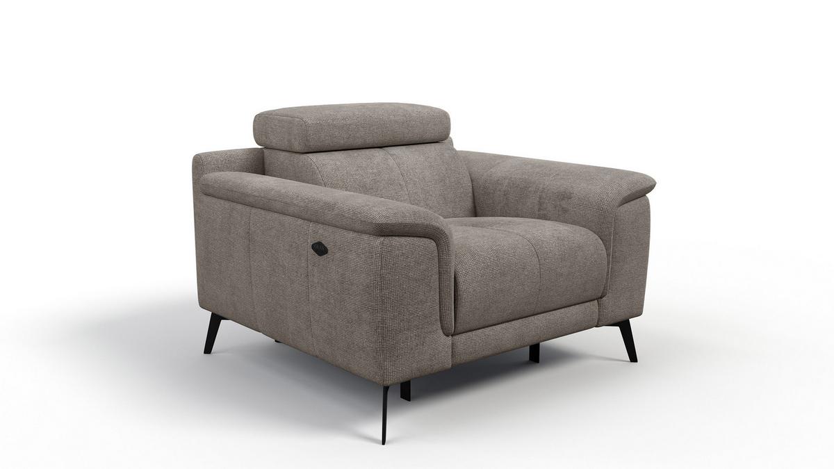 SESSEL FIERO mit Relaxfunktion, taupe - Taupe/Schwarz, Holzwerkstoff/Textil (114/82/103cm) - Wozimo