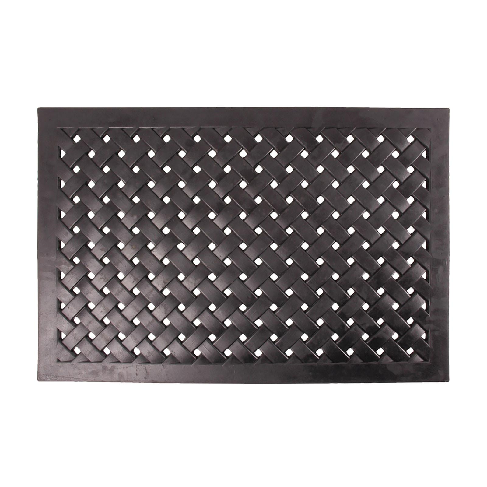 FUSSMATTE Flechtoptik, Gummi 46/76 cm - Schwarz, Naturmaterialien (45/76cm) - Homescapes