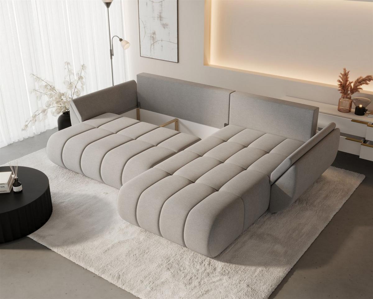 ECKSOFA Misato In Monolith - Creme, Holzwerkstoff/Textil (280/175cm) - Fun Möbel