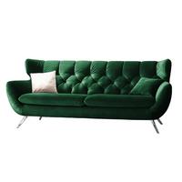 SOFA CHARME Smaragdgrün Velvet - Smaragdgrün/Silberfarben, Textil/Metall (175/94/95cm) - KAWOLA