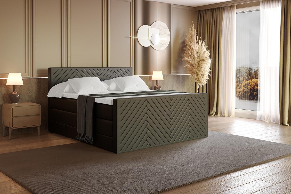 BOXSPRINGBETT mit Matratze und Lattenrost - VEXA-Z KING-200x200 - Schwarz Kunstleder - Schwarz, Holzwerkstoff (200/200cm) - ALTDECOR