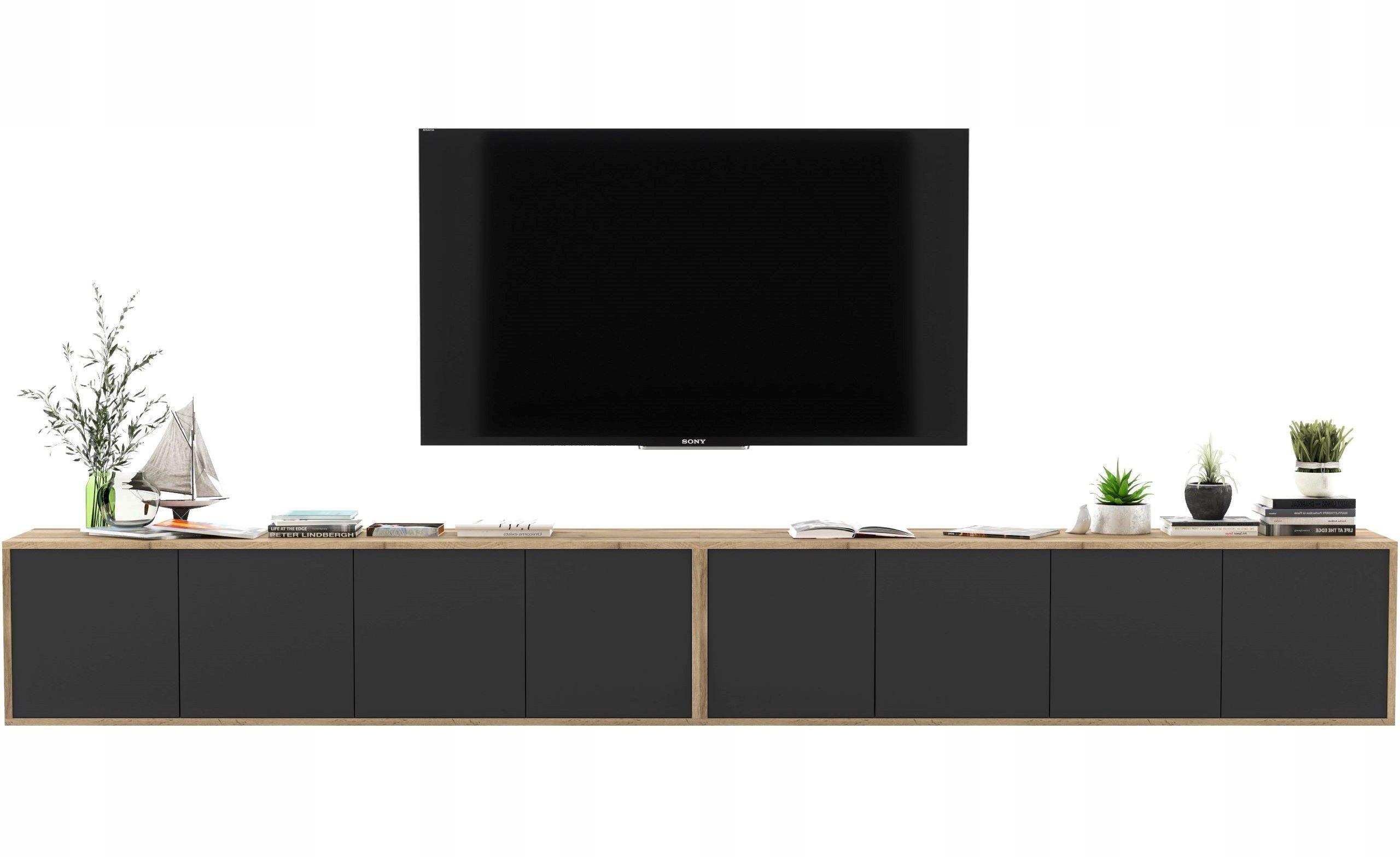 TV-LOWBOARD 2-er Set Apollo2 Eiche wotan Schwarz Matt 150 cm - Schwarz, Holzwerkstoff (300/39/35cm) - Meble Lindner
