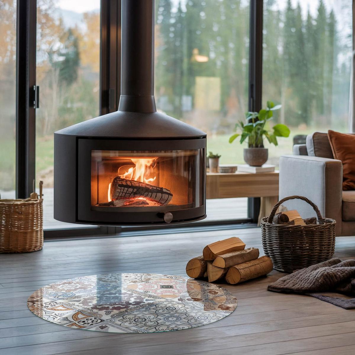 GLASPLATTE für Kamin Ø 80 cm - Grau, Glas (80/80/0.4cm) - TULUP