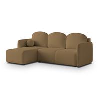 ECKSOFA SUVINO Orange Boucle-Stoff mit Schlaffunktion - Orange, Holz (230/143cm) - MASSENO