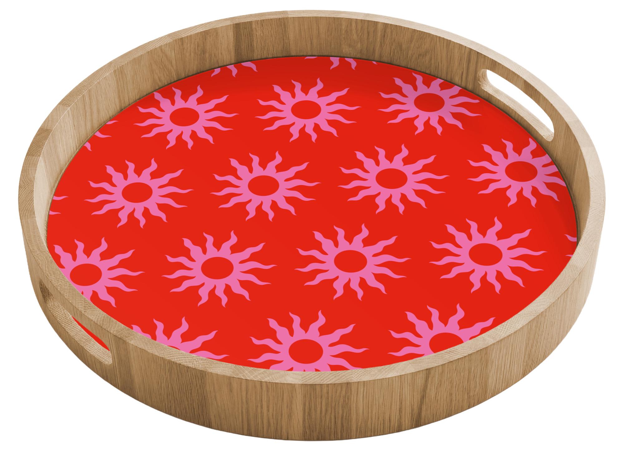 TABLETT Sonnen - Rot - Rosa - Muster - Sommer 40x40 cm - Rot, Holz (40/5/5cm) - OnlyWow