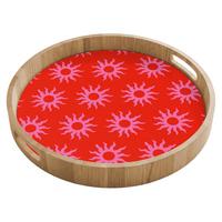 TABLETT Sonnen - Rot - Rosa - Muster - Sommer 40x40 cm - Rot, Holz (40/5/5cm) - OnlyWow