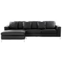 ECKSOFA Leder Schwarz linksseitig Oslo - Schwarz, Leder/Fell (270/151cm) - Beliani