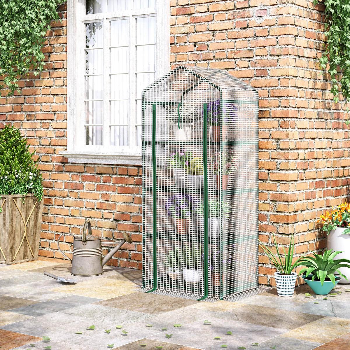 FOLIENGEWÄCHSHAUS, Weiß, PVC, Stahl - Weiß, Kunststoff (50/160/70cm) - Outsunny