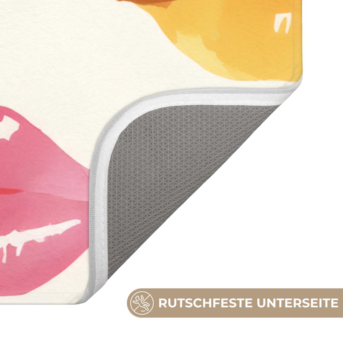 BADEMATTE Lippen - Bunt - Glänzend 80x50 cm - Rosa, Textil (80/50cm) - OnlyWow