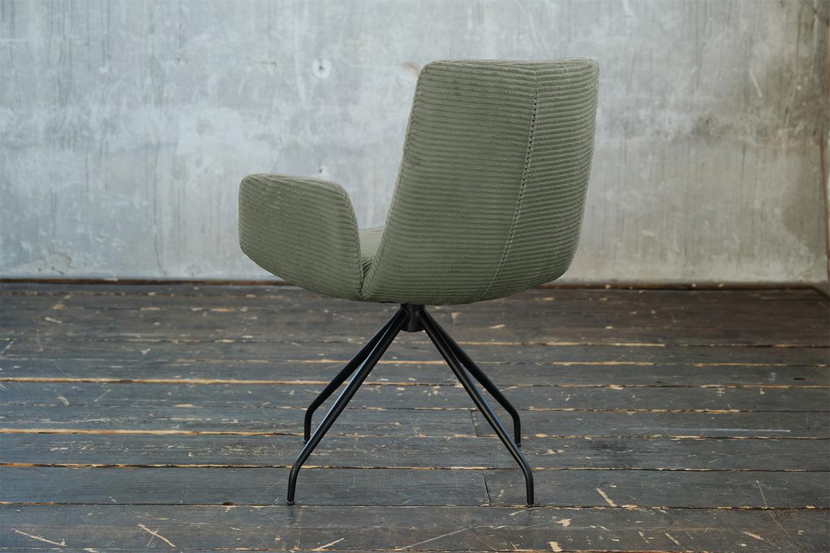 DREHSTUHL NEW CHARME Grün Cord (1er-Set) - Olivgrün/Grün, Textil (59/87/66cm) - KAWOLA