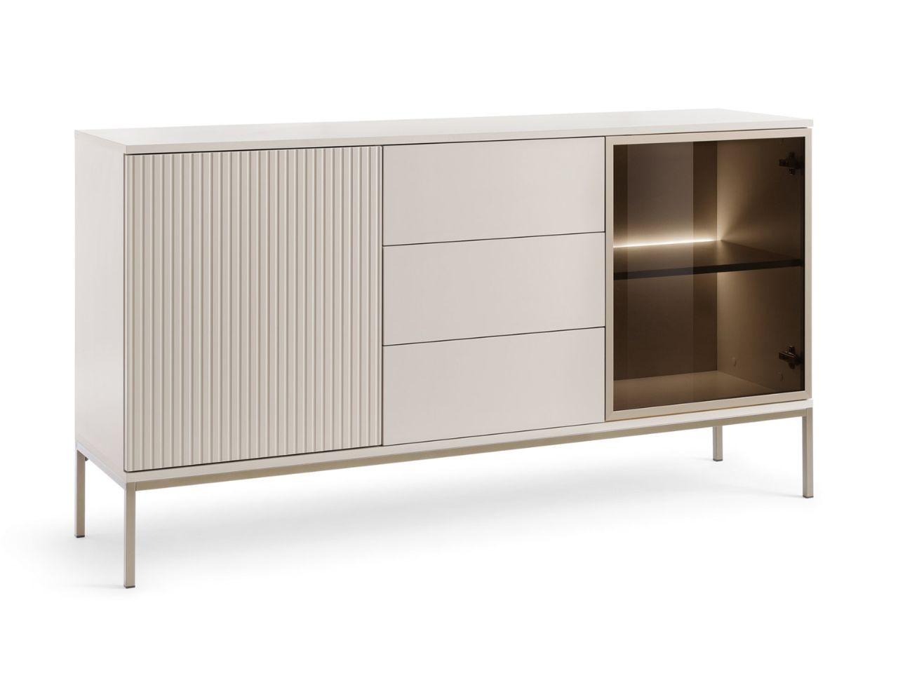 KOMMODE Kaschmir 154/83/39 cm Deo - Kaschmir/Champagner, Glas/Naturmaterialien (154/83/39cm) - Graingold