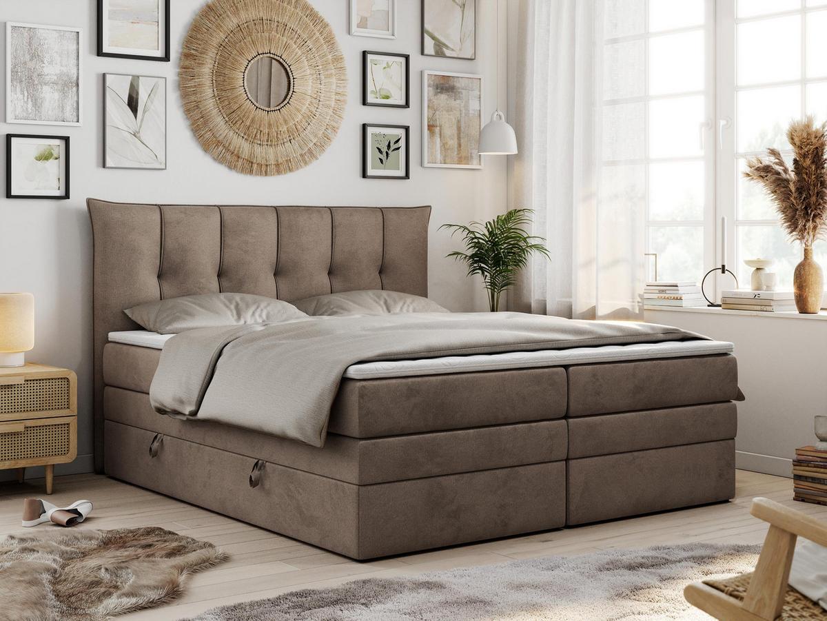 BOXSPRINGBETT PREMIUM 10 KING 180/200 Braun Velvet - H3 - Braun, Holz/Textil (180/200cm) - MKS