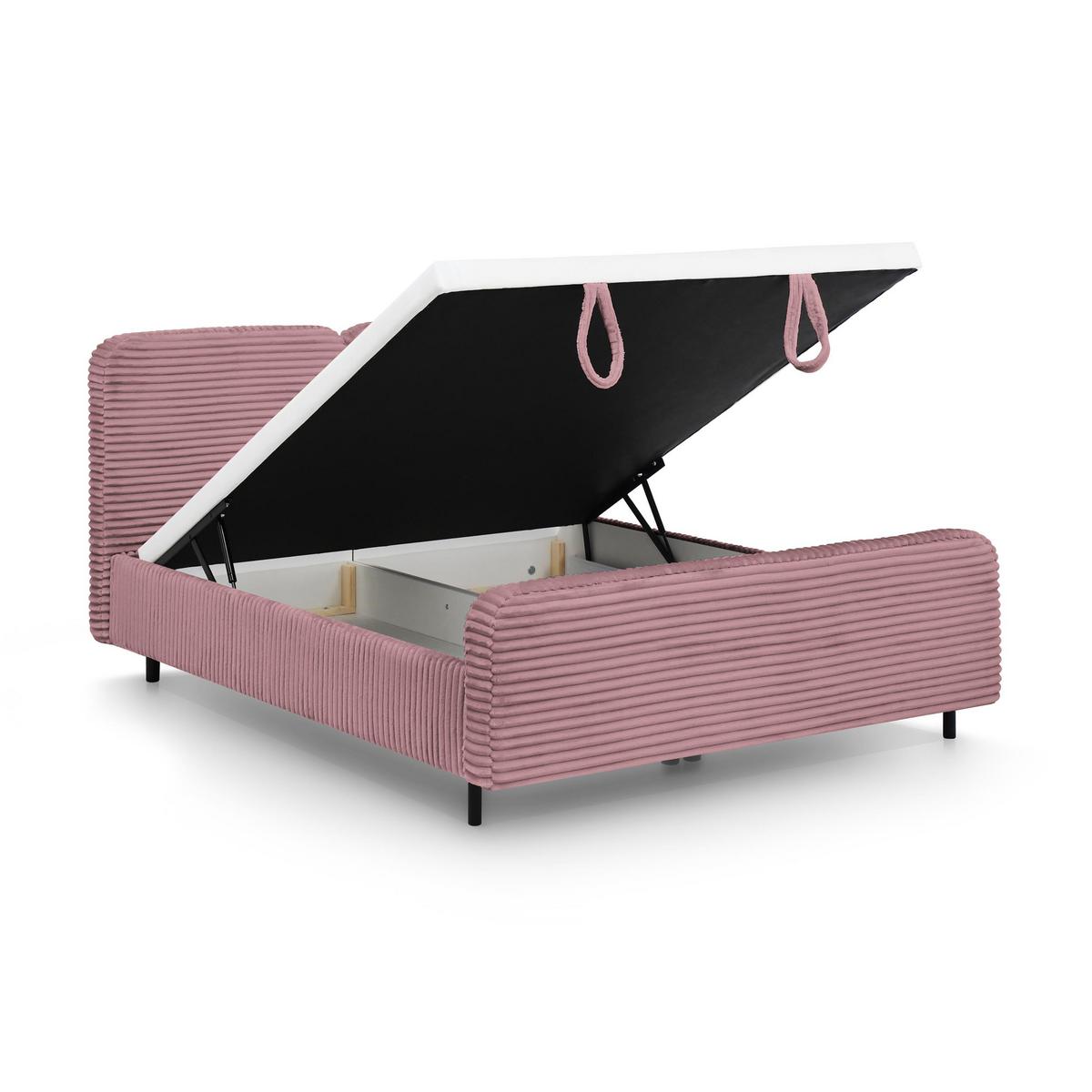 POLSTERBETT Lea mit Bettkasten, 160x200, Rosa - Schwarz/Rosa, Textil (160/200cm) - Beautysofa