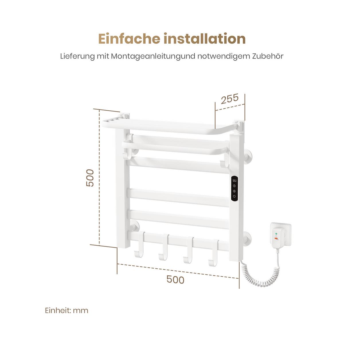 HEIZKÖRPER Elektrisch mit WiFi und Fernbedienung Weiß 50/50 cm - Weiß, Metall (50/50/25cm) - EMKE