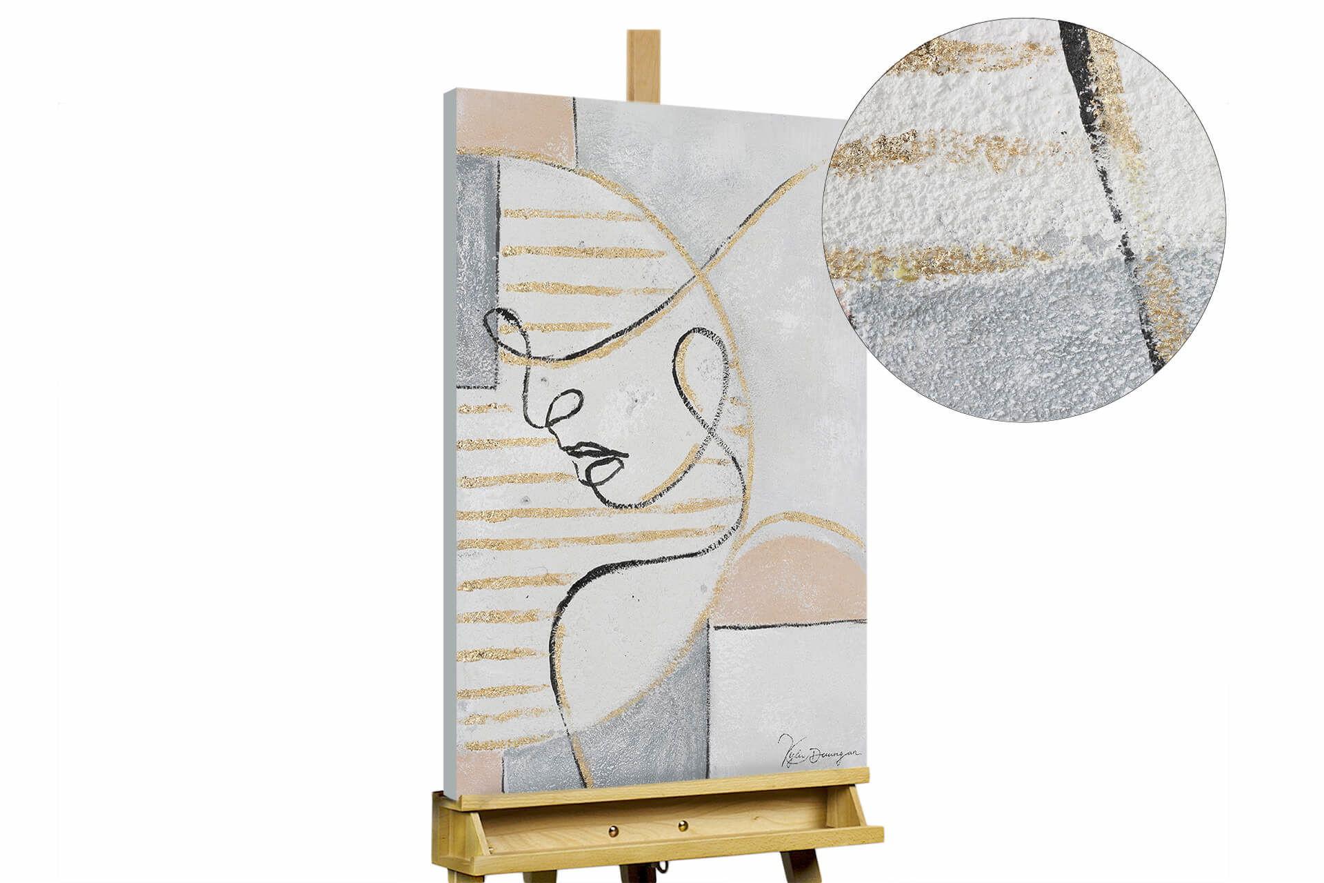 ACRYLBILD HANDGEMALT 50/75 cm - Beige/Schwarz, Holz/Textil (50/75cm) - KUNSTLOFT