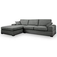 SOFA grau Strukturstoff 308 cm, Ecksofa 5-Sitzer, L-Sofa Ottomane links - Schwarz/Grau, Holz/Textil (308/186cm) - Inn.Furn