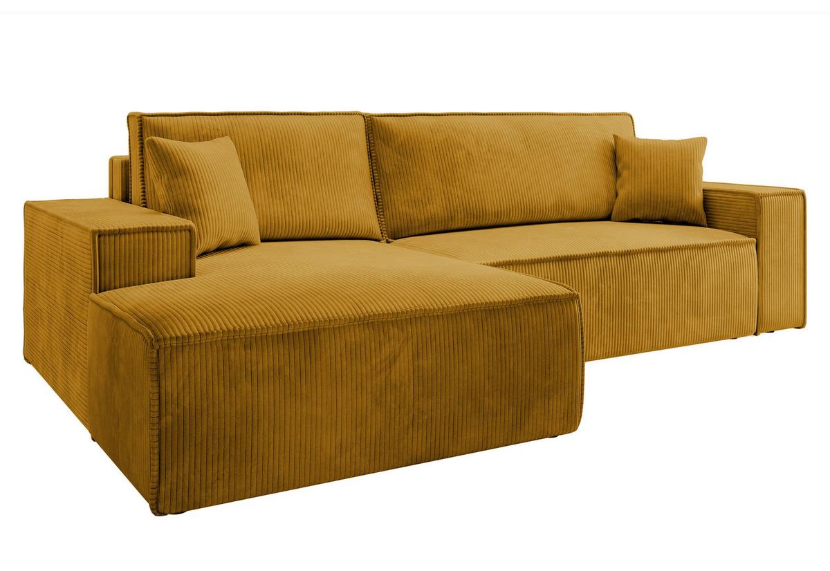 ECKSOFA Farese Senfgelb Cordbezug - Messingfarben/Schwarz, Kunststoff/Textil (267/167cm) - Selsey
