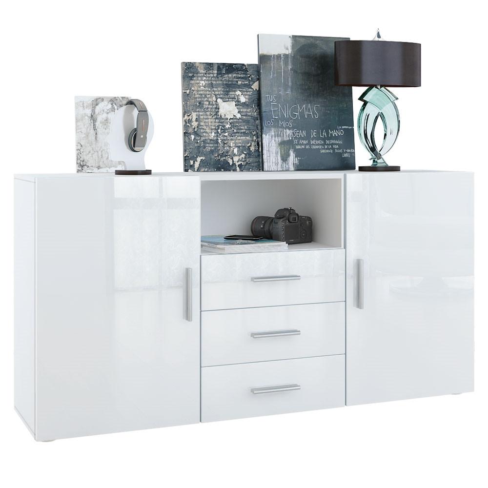 SIDEBOARD Skadu Front in Weiß Hochglanz - Weiß Hochglanz, Holzwerkstoff (138.5/71.5/35cm) - Vladon